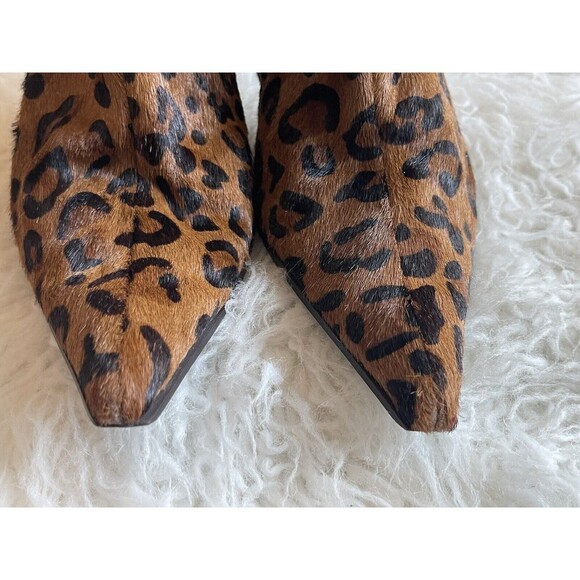 Linea Paolo  Size 6.5 Bootie Stiletto Heel Leopard Print Calf Hair FLAWS - Picture 6 of 14